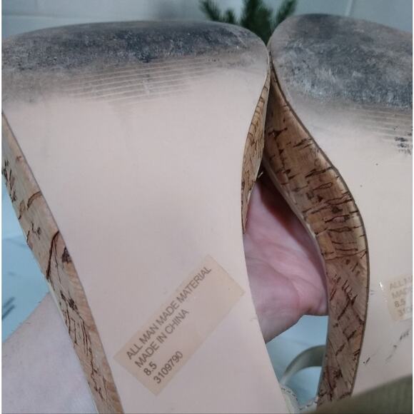 [H301] Cork Strappy Ankle Strap Heels, Size 8.5 - Picture 6 of 7